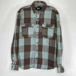 Alton Blue Brown Plaid Flannel Button Down Shirt Size Small